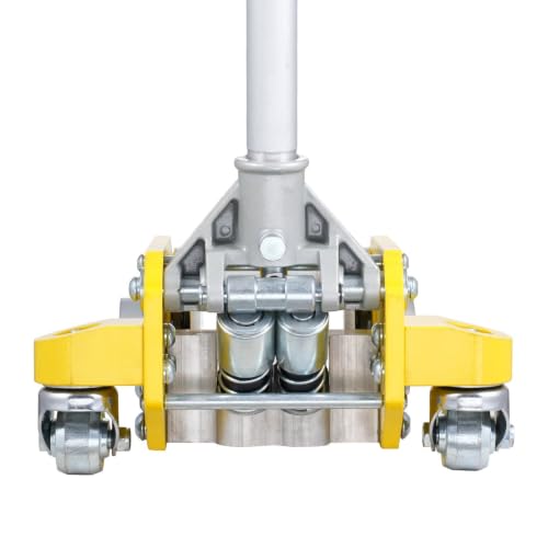 3 Ton Floor Jack Low Profile, Heavy Duty Aluminum Hydraulic Car Jack - 6600 lbs Capacity, Dual Piston Quick Lift, 3.7"-18.3" Height Range (Yellow)