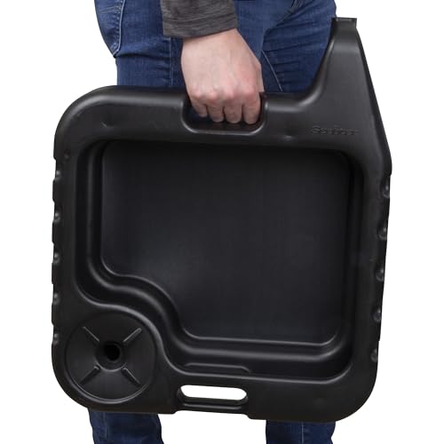 Scepter AMKIT01 15.5 Quart Oil Drain Pan with Pour Spout and 18-Inch Mechanics Funnel Kit for Automotive Fluids Including Engine Oil, Anti-Freeze, Transmission Fluid and More, Black - style: 15.5