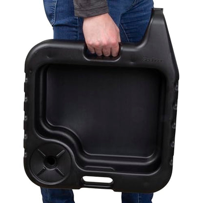 Scepter AMKIT01 15.5 Quart Oil Drain Pan with Pour Spout and 18-Inch Mechanics Funnel Kit for Automotive Fluids Including Engine Oil, Anti-Freeze, Transmission Fluid and More, Black - style: 15.5