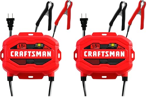 CRAFTSMAN 1.5A Car Battery Charger and Maintainer, 3-in-1 Solution, for 6V/12V Power Sport, Automotive, and Marine Batteries, CMXCESM259 (Pack of 2) - size: (Pack of 2)