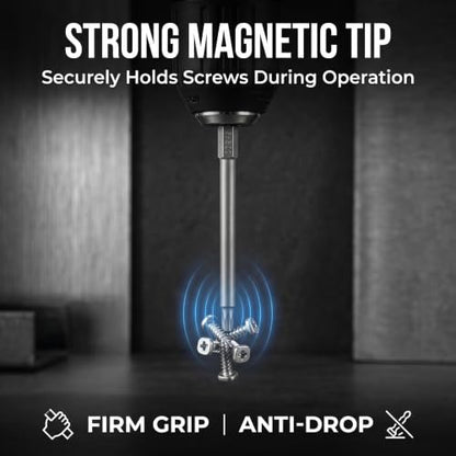 VESTTIO Square Head Screwdriver Bit Set 10PCS SQ2 1/4 Inch Hex Shank 6 Inch/150 mm S2 Steel with Magnetic for Power Screwdriver Drill Impact Driver - size: 6 inch