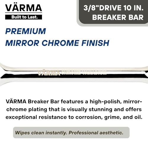 3/8" Drive 10-Inch Breaker Bar - 15mm Thick Rigid Shaft & Heavy Duty CR-MO Head - Best Compact Tool for Motorcycle Axle Nut & Tight Engine Bays - 180° Flex, Emergency Roadside Tool - size: 3/8" Drive x 10"