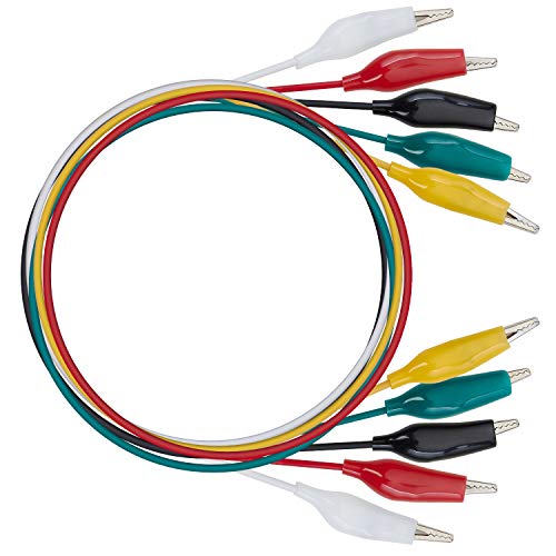 WGGE WG-026 10 Pieces and 5 Colors Test Lead Set & Alligator Clips,20.5 inches / 22 AWG Copper Wire. The Clips soldered and Stamped to the Wires. (1 Pack) - size: 1 PACK
