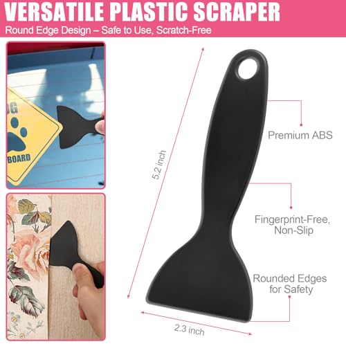 NECAMOCU 4 Pack Razor Blade Scraper, Includes 50 PCS Metal & Plastic Blades | Premium Razor Scraper Tool for Glass, Window, Cooktop, Countertop Cleaning & Sticker, Decal, Paint Removal (Pink) - color: Pink
