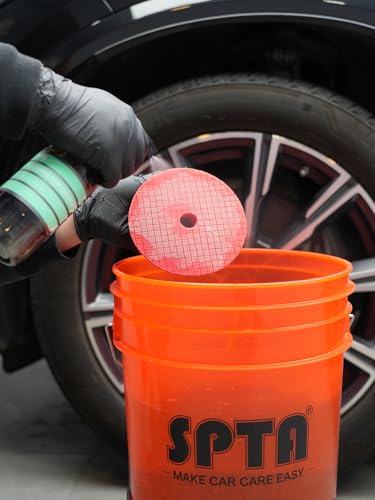 SPTA 10 Pcs Detailing Set, 5Pc 6 inch Buffing Polishing Pads, 1 Microfiber Finish Pad, 1-16 oz Polishing Cleaner, 1 Conditioning Brush, 2-16"*16" Microfiber Towel. for Dual Action and Rotary Polishers - size: 6inch (150mm)