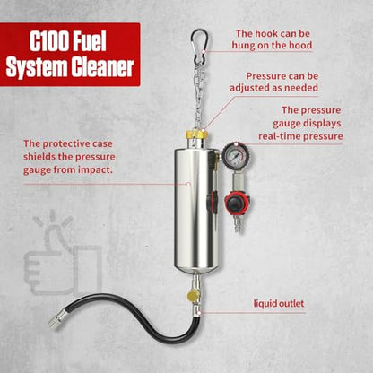 PLAYOCCAR Fuel Injector Cleaner Kit 35 fl oz 150PSI Non-Dismantling 40PCS | Cleans Injectors, Intake & Catalytic Converter, 1200ML Tank, for Gasoline Cars/Light Trucks, Restores Power & Fuel Economy