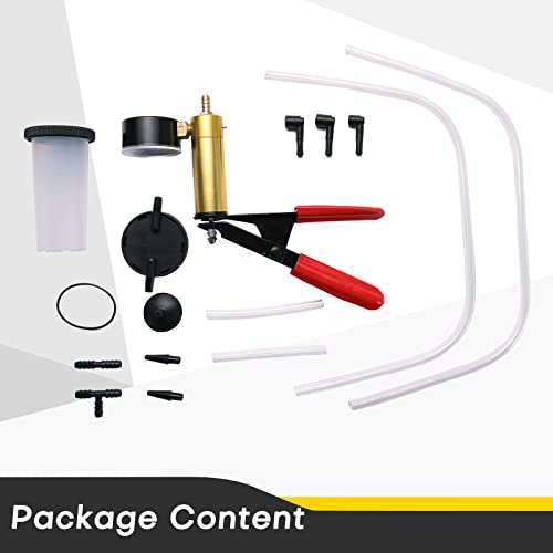 Brake Bleeder Kit with Handheld Vacuum Pump | 16PCS Brake and Clutch Bleeding System with Gauge Adapters, Automotive Brake Fluid Bleeding Set for Bike,Motorcycle,Car,Truck