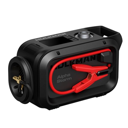 HULKMAN Alpha Storm, 2500A 4-in-1 Smart Jump Starter with Air Compressor,12V Jump Box for Car Battery Portable (9.0L Gas/6.5L Diesel),120PSI Tire Inflator, IPS Display, for Pickup Trucks,SUVs & RVs