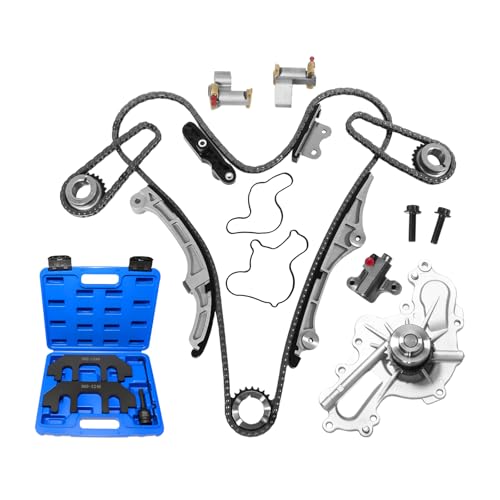 AT4Z-6306-A Engine Timing Chain Set w/3.5 Timing Tool Kit for Ford Edge Flex Taurus for Lincoln MKS MKT MKX for Mazda 6 CX-9 3.5L 3.7L DOHC 2007-2010 7T4Z-6256-A 7T4Z-6268-CA 303-1248 - color: 3.5L/3.7L DOHC (2007–2010), size: 9-4226S w/3.5 Timing Tool Ki