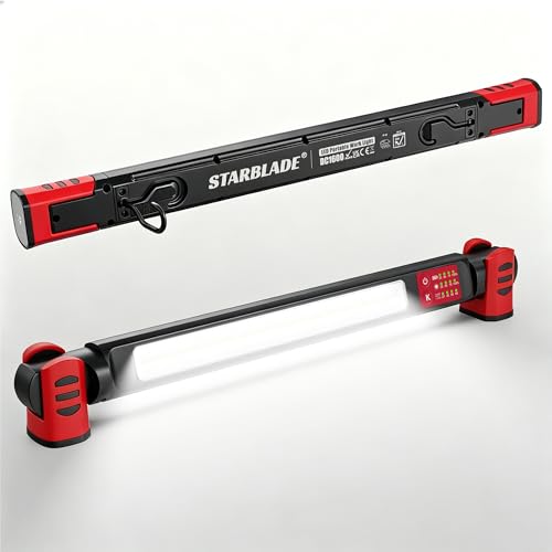 Underhood Magnetic Work Light for Mechanics, 4 Modes 2700K-6500K LED, 7800mAh 12H Battery, IP65 Waterproof, USB-C Rechargeable Hood Light for Car Repair/Garage/Emergency (Red) - color: Red