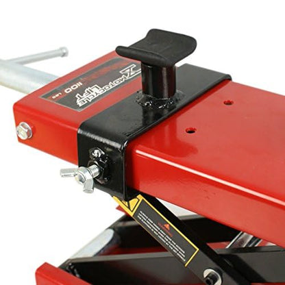 ZENY Motorcycle Lift, Motorcycle Center Scissor Lift Jack with Saddle & Safety Pin, 1100 LBS Capacity Steel Jack Hoist Stand for Motorcycles, ATVs, Dirt Bike