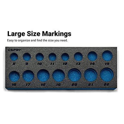 Capri Tools Mechanic's Tray for 3/8 in. Drive Sockets, Metric Blue - size: Metric