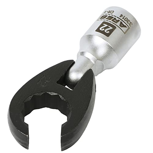ARES 33014 – 1/2-Inch Drive Flexible Crowfoot Wrench - 22mm (7/8-inch) 12pt Crowfoot Wrench – 180 Degree Flex Head Offers 90-Degree Access for Hard-to-Reach Bolts – Services Oxygen Sensors - size: 1/2-Inch Drive Flexible Crowfoot Wrench