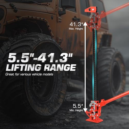 DNA Motoring 48'' Universal Farm Jack 3 ton 6600lbs Capacity Utility High Lift Farm Jack Ratcheting Off Road Jack for Car Truck Tractor SUV ATV UTV TOOLS-00765