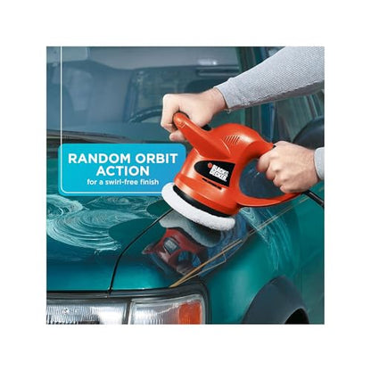 BLACK+DECKER 6" Buffer Polisher, Orbital Car Polisher with Wool and Foam Bonnets (WP900)