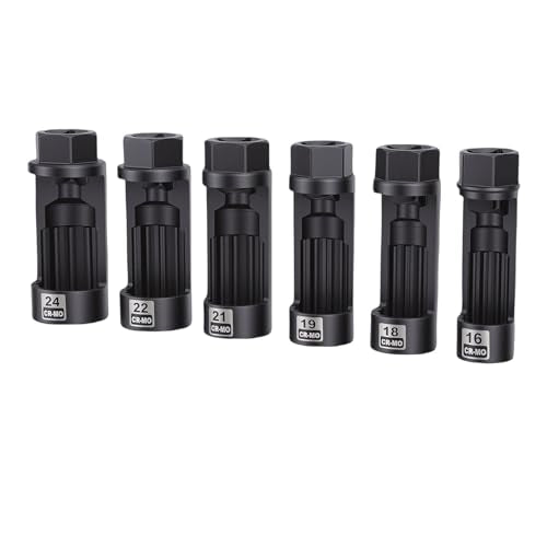 Pissente 6Pcs CRMO Strut Nut Socket Set 16mm 18mm 19mm 21mm 22mm 24mm Shock Absorber Removal Tool Kit with Storage Case for Suspension Strut Nuts