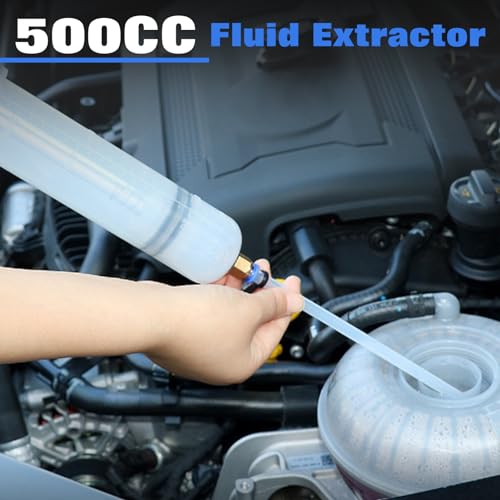 Fluid Extractor 500cc Oil Extractor Pump Fluid Pump for Automotive Applications, Fluid Syringe Pump Manual Suction Vacuum Fuel Car Transfer Siphon Pump for Cars Brake Fluid Removal Oil Change - size: 500CC
