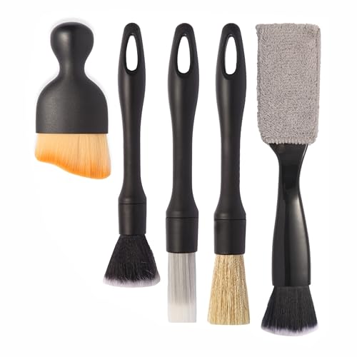 5PCS Car Detailing Brush Set with Car Cleaning Gel Car Cleaning Brushes,Car Dust Brush,Car Interior Detailing Brush for Vehicle Cleaning,Car Accessories for Truck, SUV, Interior