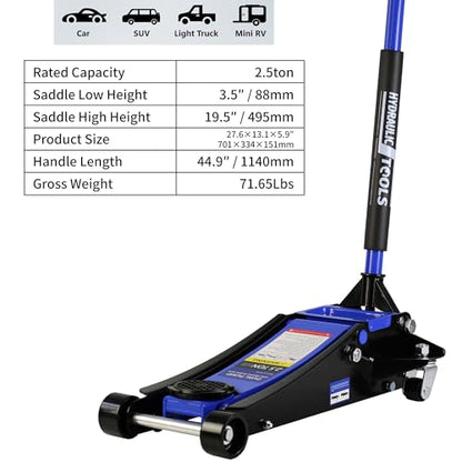 2.5 Ton Low Profile Floor Jack, Heavy Duty Steel Racing Floor Jack with Dual Pistons Quick Lift Pump, Lifting Range 3.5"-19.5", Hydraulic Professional Car Jacks 2.5 Ton/5000 LBS Capacity, Blue - color: Blue - 2.5 Ton(Dual Pump), Lift 3.5"-19.5"
