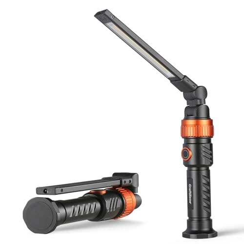 Magnetic Work Light | 1200LM Magnetic LED Work Light Rechargeable Foldable Light Bar | 360°Rotation 5 Modes | Portable Power Bank for Auto Repair|Grill|Camping and Outdoor - color: Orange