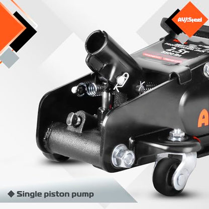 AV Steel Low Profile Floor Jack 2.5 Ton (5000 lbs), Lift Range 3.4" to 14.6" for Cars & Sedans, Hydraulic Steel Jack with Single Piston Pump - Not for Trucks or SUVs