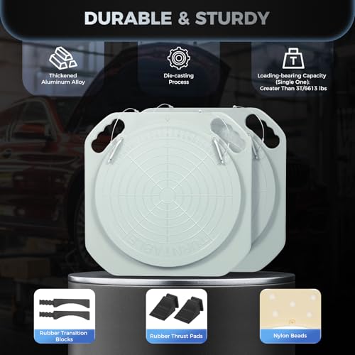 5Ton Wheel Alignment Tool Wheel Alignment Turn Plates With Transition Blocks & Thrust Pads,2Pack Wheel Alignment Turntable Turn Plates 360 Rotating Turn Plate Front End Wheel Tool For Car Truck