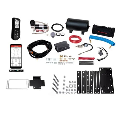 TrendsAuto Firestone Airide Ride-Rite Air Helper Springs Rear Kit & Dual Wireless App Remote Extreme Compressor with Tank fits 2012-2026 Silverado Sierra C3500HD Cab-Chassis | TrendsAuto Decal - size: Dual Path (Remote & App)