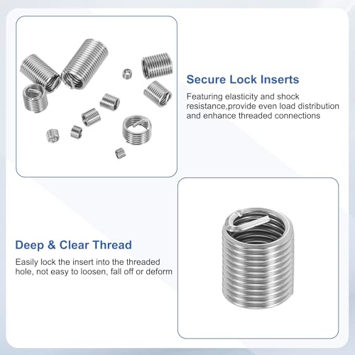 PATIKIL Wire Thread Inserts 1/4-28 UNF 2D 12.8mm, 20Pcs 304 Stainless Steel Helical Coiled Wire Screw Threaded Sleeve Sheath for Mechanical Equipment Automotive Repairs - size: 1/4-28 UNF, 12.8mm