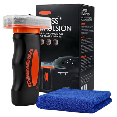 Glass Cleaner for Car Windshield - Oil Film Remover, Glass Emulsion Cleaner Kit with Microfiber Towel, Car Window Cleaner Removes Road Film Water Spots, Windshield Glass Guard Protection (100g)