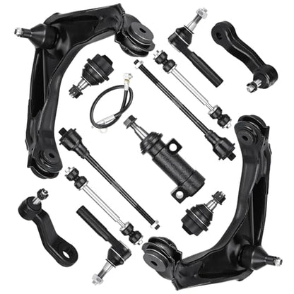 13Pcs Front Upper Control Arms Suspension Kit Fit for GMC Sierra Yukon XL 2500 & for Chevrolet Avalanche Silverado Suburban & for Hummer H2 2001-2006, with Sway Bar End Links Tie Rod Ends