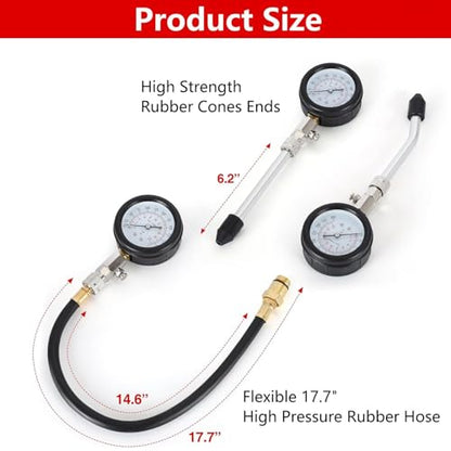9 Pieces Compression Tester with Spark Plug Tester, Test Gauge, Motorcycle, Car, Outboard Engine, Chainsaw, Snowmobile, Car, Gasoline, Gas Engine - color: BLUE