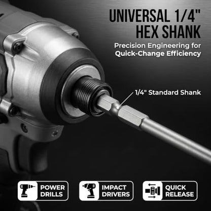VESTTIO Square Head Screwdriver Bit Set 10PCS SQ2 1/4 Inch Hex Shank 6 Inch/150 mm S2 Steel with Magnetic for Power Screwdriver Drill Impact Driver - size: 6 inch