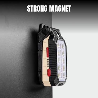 NightBuddy Magnetic Rechargeable Portable Work LED Light with Hanging Hook Battery indicator Strong Magnet 1500 Lumens 4 Light Modes Flashlight Mode Mechanic Cordless Tool Box Automotive Construction