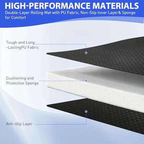 Rolling Creeper Mat 58"X28", Foldable Under Car Repair Mat for Mechanics with Storage Bag, Automotive Mechanic Repair Mats for Low Clearance, Special Roads, Long-Distance Trucks, Mechanics Pad