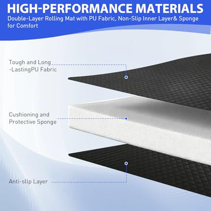 Rolling Creeper Mat 58"X28", Foldable Under Car Repair Mat for Mechanics with Storage Bag, Automotive Mechanic Repair Mats for Low Clearance, Special Roads, Long-Distance Trucks, Mechanics Pad