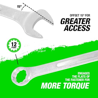 OEMTOOLS 22106 1-3/8" Jumbo Combination Wrench | One Open End & One Box Head on a Single Mechanics’ Wrench | Long-Shaft Wrench for Extra Torque & Leverage | Smooth Open End Doesn’t Mark Fasteners - size: 1-3/8"