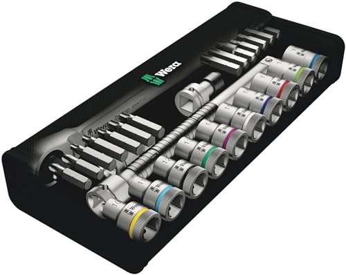 Wera 05004078001 8100 SC 8 Zyklop Metal Ratchet Set with Switch Lever, 1/2" Drive, Metric, 28 Pieces - size: 1/2 Inch Drive