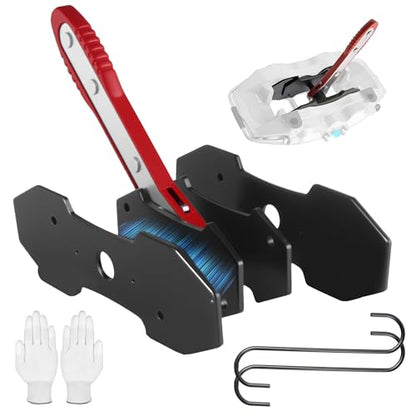 Brake Caliper Compression Tool for Disc Brake Repair | 360° Swing Ratchet, 2 Hanger Hooks, 2PCS Extra Large Steel Magnetic Plates for Sextuplet Pistons, Car & Truck Brake Repair - color: Red