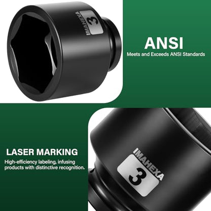 1" Drive Shallow Impact Socket,3 Inch SAE Jumbo Socket,CR-MO 6 Point for Easy Removal of Large Axle Nut（SAE) - size: 1 Inch Shallow 3", style: 1"Drive Shallow Impact Socket