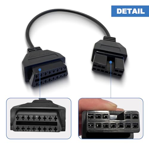 OBD1 to OBD2 Adapter for Mitsubi shi 12 Pin Connector, Compatible for Mitsubi shi and Hyundai Vehicles 12Pin to 16Pin Adapter Cable, Work with ELM327 OBDii Diagnostic Scanner Tool Code Reader - style: Fit for Mitsubi-shi 12pin