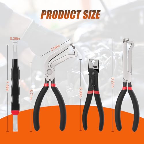 4PCS Electrical Disconnect Pliers Kit, Professional Electrical Connector Removal Tool, Automotive Electrical Terminal Connector Separator Removal Tool, for Cars Sensors, Coils, Fuel Injectors