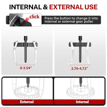 BILITOOLS 3" 2 Jaw Gear Puller, Small Bearing & Pulley Removal Tool | Internal External Reversible for Flywheel, Pulleys & Gears Wiper Arms - size: 3”