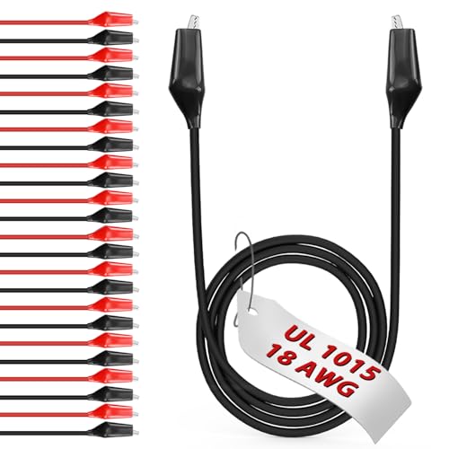 24pcs/20in. Alligator Clips Electrical with Wires UL1015/18AWG, Red&Black Jumper Test Leads Set, 1.77in. Clips Soldered with Wires-EDGELEC - size: R&B 20 in. (50cm), style: 24pcs