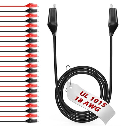 24pcs/20in. Alligator Clips Electrical with Wires UL1015/18AWG, Red&Black Jumper Test Leads Set, 1.77in. Clips Soldered with Wires-EDGELEC - size: R&B 20 in. (50cm), style: 24pcs