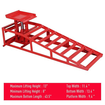 GarveeTech 2 Pack Hydraulic Car Ramps - 8820 LBS Capacity Low Profile Car Lift Service Ramps for Automotive Truck Trailer Garage Auto Car Repair Frame, Red