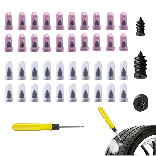 40 Pcs Vacuum Tire Repair Rubber Nail Plug Kit with 2 Sizes, Tire Patch Kit and Screwdriver, Fast Self-Service Tool for Car, Truck, Motorcycle