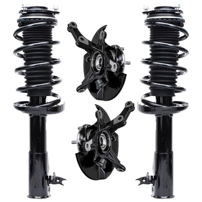 Detroit Axle - 4pc Front Steering Knuckles Kit for 06-11 Honda Civic, 2 Steering Knuckles & Wheel Bearing Hubs 2 Struts w/Coil Spring 2006 2007 2008 2009 2010 2011 Replacement Suspension Struts Shocks - size: 4QU47720/ Big strut kit