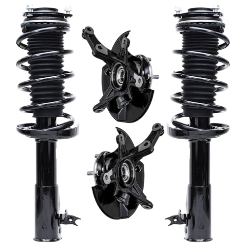Detroit Axle - 4pc Front Steering Knuckles Kit for 06-11 Honda Civic, 2 Steering Knuckles & Wheel Bearing Hubs 2 Struts w/Coil Spring 2006 2007 2008 2009 2010 2011 Replacement Suspension Struts Shocks - size: 4QU47720/ Big strut kit