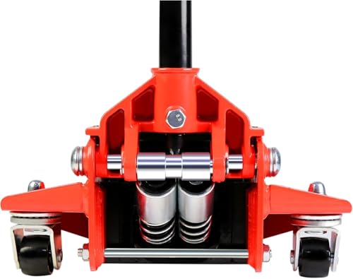 3 Ton Low Profile Floor Jack, Heavy Duty Floor Jack with Dual Pistons Quick Lift Pump, Steel Car Jacks Adjustable Height 3.3"-19.7", Hydraulic Trolley Floor Jacks 3 Ton/6000 LBS Capacity, Red - color: Red - 3 Ton(Dual Pump), Lift 3.3"-19.7"