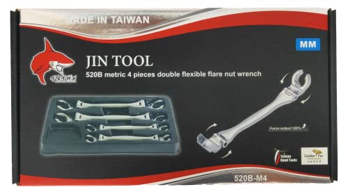 Double Flexible Flare Nut Wrench,Line Wrench,Oil Nut wrench, 210° Activity angle, Narrow spacce, 4PIECE Metric SIZE 8 * 11-10 * 12-13 * 14-17 * 19mm,Gift for Man,With wrench rack - color: Metric Double Flexible Head Flare Nut Wrench 8 * 11-10 * 12-13 * 14